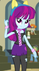 Size: 395x718 | Tagged: safe, screencap, mystery mint, sandalwood, scribble dee, equestria girls, g4, my little pony equestria girls: friendship games, bracelet, chs rally song, clothes, cropped, female, jewelry, scarf, solo