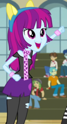 Size: 390x718 | Tagged: safe, screencap, brawly beats, curly winds, mystery mint, sandalwood, some blue guy, watermelody, wiz kid, equestria girls, g4, my little pony equestria girls: friendship games, bracelet, chs rally song, clothes, cropped, female, jewelry, scarf, solo