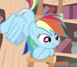 Size: 480x423 | Tagged: safe, screencap, rainbow dash, spike, dragon, pegasus, pony, g4, animated, cropped, crossed hooves, cute, dashabetes, eyes closed, female, flying, gif, grin, mare, open mouth, smiling, solo focus, spread wings, wings
