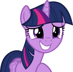 Size: 3100x3020 | Tagged: safe, artist:ironm17, twilight sparkle, alicorn, pony, g4, the saddle row review, female, folded wings, grin, high res, mare, nervous, nervous smile, simple background, smiling, solo, squee, transparent background, twilight sparkle (alicorn), vector