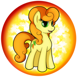 Size: 2539x2539 | Tagged: safe, artist:flamevulture17, carrot top, golden harvest, earth pony, pony, g4, commission, female, high res, open mouth, orb, smiling, solo