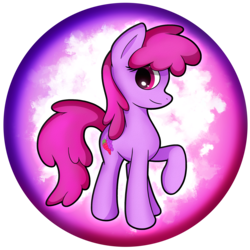 Size: 2539x2539 | Tagged: safe, artist:flamevulture17, berry punch, berryshine, earth pony, pony, g4, commission, female, high res, looking at you, orb, raised hoof, smiling, solo