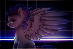 Size: 3500x2350 | Tagged: safe, artist:zella, oc, oc only, oc:cloud bringer, pegasus, pony, high res, male, neon, solo