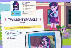 Size: 1200x814 | Tagged: safe, sci-twi, spike, twilight sparkle, alicorn, dog, equestria girls, g4, official, camp everfree outfits, canterlot high, chemistry, clothes, cutie mark, element of magic, eqg profiles, glasses, id card, leg warmers, looking at you, skirt, socks, spike the dog, twilight sparkle (alicorn), twolight, you had one job