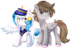 Size: 1024x694 | Tagged: safe, artist:slasharu, oc, oc only, oc:digital dusk, oc:star seeker, hippogriff, hybrid, pegasus, pony, female, male, simple background, stallion, transparent background