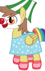 Size: 713x1120 | Tagged: safe, artist:greenmage96, oc, oc only, oc:ferb fletcher, pony, clothes, clown, clown nose, makeup, red nose, simple background, solo, transparent background