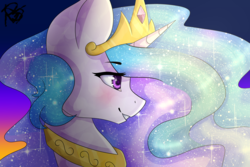 Size: 3000x2000 | Tagged: safe, artist:prettyshinegp, artist:tuzziixx, princess celestia, pony, g4, female, high res, profile, sideview, solo, sparkling