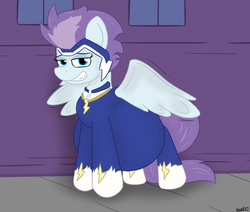 Size: 1300x1100 | Tagged: safe, artist:theimmortalwolf, idw, zapp, pony, g4, power ponies, pregnant, solo