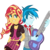 Size: 1238x1237 | Tagged: safe, artist:berrypunchrules, sunset shimmer, thunderbass, equestria girls, g4, alternate clothes, clothes, electric guitar, guitar, musical instrument, piercing, simple background, transparent background