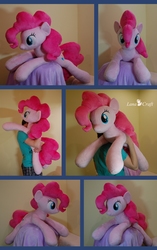 Size: 1440x2293 | Tagged: safe, artist:lanacraft, pinkie pie, human, g4, beanie (plushie), hug, irl, life size, photo, plushie