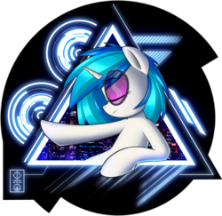 Size: 2391x2326 | Tagged: safe, artist:january3rd, dj pon-3, vinyl scratch, pony, g4, city, eyes closed, female, high res, shirt design, simple background, smiling, solo, sunglasses, transparent background