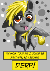 Size: 1024x1448 | Tagged: safe, artist:acegekko, derpy hooves, pony, g4, chibi, female, solo, spread wings, tongue out