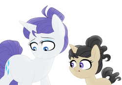 Size: 1500x1050 | Tagged: safe, artist:theroyalartofna, rarity, oc, pony, unicorn, g4, duo, female, filly, offspring, parent:filthy rich, parent:rarity, parents:raririch, pregnant, simple background, white background