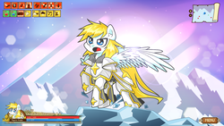 Size: 1600x900 | Tagged: safe, artist:panyang-panyang, oc, oc only, oc:guardian dreamer, pegasus, pony, armor, fantasy class, game, knight, solo, warrior
