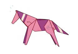 Size: 1280x888 | Tagged: safe, artist:secretgoombaman12345, diamond tiara, horse, pony, ask chubby diamond, g4, female, flattened, horsified, origami, simple background, solo, transparent background