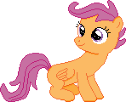 Size: 296x240 | Tagged: safe, artist:starry mind, scootaloo, pegasus, pony, g4, female, ms paint, pixel art, simple background, solo, white background