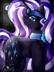 Size: 768x1024 | Tagged: safe, artist:purple-splat-69, idw, nightmare rarity, pony, unicorn, g4, female, moon, sad, solo, stars