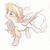 Size: 512x512 | Tagged: safe, artist:imalou, angel wings, pegasus, pony, g4, top bolt, bow, bucking, colored, cute, female, hair bow, legs in air, paintschainer, raised hoof, simple background, sketch, solo, spread wings, white background