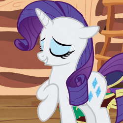 Size: 500x500 | Tagged: safe, screencap, rarity, pony, unicorn, g4, season 2, secret of my excess, animated, blinking, book, cropped, female, floppy ears, gif, gritted teeth, happy, mare, raised hoof, solo