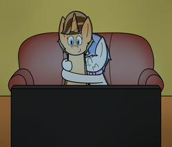 Size: 958x816 | Tagged: safe, artist:techreel, oc, oc only, pony, unicorn, couch, friend, television