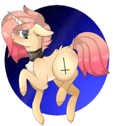 Size: 4021x4487 | Tagged: safe, artist:maximpy, oc, oc only, pony, unicorn, :t, absurd resolution, blushing, choker, cross of st peter, female, inverted cross, mare, solo