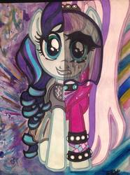 Size: 716x960 | Tagged: safe, artist:neptunestears, coloratura, earth pony, pony, g4, crying, traditional art, two sides