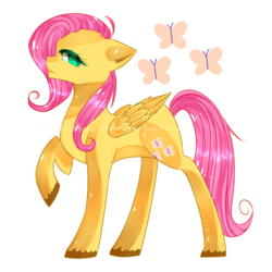 Size: 1500x1500 | Tagged: safe, artist:namjoons-dimples, fluttershy, pegasus, pony, g4, cutie mark, female, floppy ears, folded wings, mare, profile, raised hoof, simple background, solo, transparent background, unshorn fetlocks