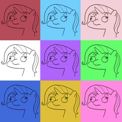 Size: 3033x3033 | Tagged: safe, artist:potatobug, derpibooru exclusive, trixie, pony, g4, andy warhol, derp, high res, modern art, pop art, traditional art, wat