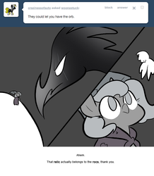 Size: 666x763 | Tagged: safe, artist:egophiliac, princess luna, oc, oc:pebbl, oc:winter (egophiliac), pony, moonstuck, g4, cartographer's i-don't-even-know-what-this-is, filly, grayscale, marauder's mantle, monochrome, moon roc, woona, younger