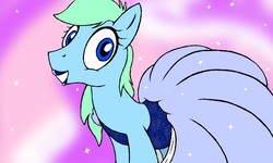 Size: 1280x768 | Tagged: safe, artist:dashingjack, oc, oc only, oc:brainstorm, earth pony, pony, comic:mouse gala, clothes, crossdressing, dress, lipstick, makeup, smiling, solo, story in the source, story included