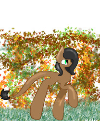 Size: 1800x2160 | Tagged: safe, artist:haillee, oc, oc only, pony, g4, the cutie map, autumn, dragon star, female, filly, grass, leaves, long tail, shading, solo