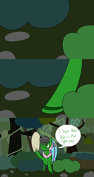 Size: 1280x2400 | Tagged: safe, artist:hummingway, oc, oc only, oc:feather hummingway, oc:swirly shells, pony, ask-humming-way, dialogue, forest, tumblr comic