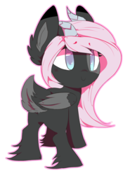 Size: 1353x1826 | Tagged: safe, artist:sorasku, oc, oc only, deer pony, original species, female, horns, mare, simple background, solo, transparent background, unshorn fetlocks, wings