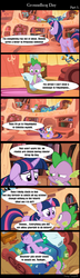 Size: 640x2220 | Tagged: safe, artist:bredgroup, edit, edited screencap, screencap, spike, twilight sparkle, dragon, comic:groundhog day, g4, winter wrap up, alcohol, comic, groundhog day, screencap comic