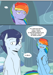 Size: 4961x6992 | Tagged: safe, artist:lrusu, rainbow blaze, rainbow dash, soarin', pony, comic:rainbow crush, g4, absurd resolution, comic, dialogue