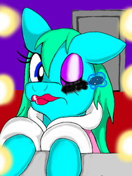 Size: 960x1280 | Tagged: safe, artist:dashingjack, oc, oc only, oc:brainstorm, pony, comic:fashion trap, crossdressing, dressing room, lipstick, makeup, mascara, solo, story in the source