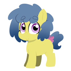 Size: 3000x3000 | Tagged: safe, artist:marukouhai, oc, oc only, oc:ginger gold, earth pony, pony, bow, female, filly, high res, offspring, parent:apple bloom, parent:rumble, parents:rumbloom, simple background, solo, tail bow, white background