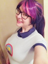 Size: 900x1200 | Tagged: safe, artist:lochlan o'neil, sci-twi, twilight sparkle, human, equestria girls, g4, my little pony equestria girls: legend of everfree, clothes, cosplay, costume, glasses, irl, irl human, photo, solo