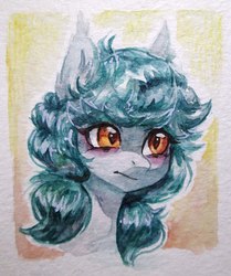 Size: 901x1080 | Tagged: safe, artist:aphphphphp, oc, oc only, pony, bust, female, mare, portrait, solo, traditional art, watercolor painting