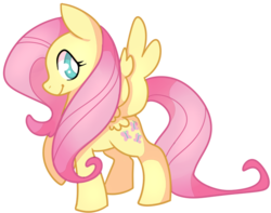 Size: 685x540 | Tagged: safe, artist:fenaceide, fluttershy, pegasus, pony, g4, female, looking at you, profile, raised hoof, simple background, smiling, solo, spread wings, transparent background