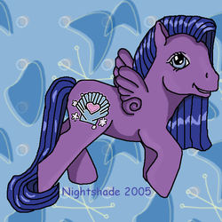 Size: 650x650 | Tagged: safe, artist:purenightshade, island delight, pony, g3, female, looking at you, smiling, solo, spread wings