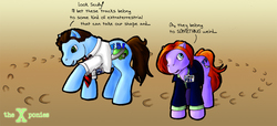 Size: 1000x454 | Tagged: safe, artist:tresmaxwell, pony, dana scully, fox mulder, ponified, x-files
