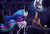 Size: 1024x700 | Tagged: safe, artist:insanerobocat, princess celestia, alicorn, pony, g4, crown, female, jewelry, looking up, mare in the moon, missing accessory, moon, night, night sky, regalia, sad, solo, starry night, stars