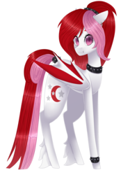 Size: 2086x3000 | Tagged: safe, artist:bonniebatman, oc, oc only, oc:lunei, bat pony, pony, bracelet, choker, female, high res, jewelry, mare, simple background, solo, spiked choker, spiked wristband, transparent background, unshorn fetlocks