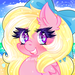 Size: 2000x2000 | Tagged: safe, artist:audra-hime, oc, oc only, oc:bay breeze, pegasus, pony, bust, female, high res, mare, portrait, solo, wingding eyes