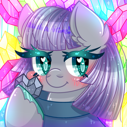 Size: 2000x2000 | Tagged: safe, artist:audra-hime, maud pie, earth pony, pony, g4, female, heart, high res, rock, smiling, solo, when she smiles, wingding eyes