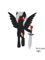 Size: 1280x1707 | Tagged: safe, artist:luriel maelstrom, oc, oc only, oc:luriel maelstrom, pegasus, pony, solo, sword, weapon