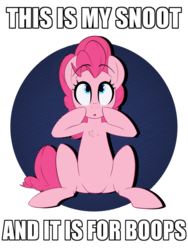 Size: 1024x1365 | Tagged: safe, artist:january3rd, pinkie pie, earth pony, pony, g4, :o, boop, boop the snoot, bronybait, chest fluff, cute, diapinkes, female, image macro, imminent boop, lewd, looking up, mare, meme, open mouth, pointing, shirt design, simple background, sitting, snoot, solo, transparent background, wide eyes