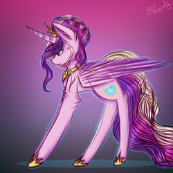 Size: 3850x3850 | Tagged: safe, artist:zombiecupcake101, princess cadance, pony, g4, alternate hairstyle, female, gradient background, high res, solo