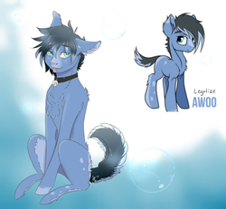 Size: 1786x1647 | Tagged: safe, artist:mint-and-love, oc, oc only, oc:awoo, pony, werewolf, wolf pony, bell, bell collar, chest fluff, collar, draw to adopt win, ear fluff, fluffy, shoulder fluff, solo, tongue out